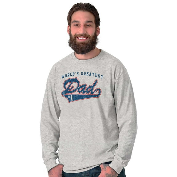 World's Greatest Dad Number 1 Father Men's Long Sleeve Tee T Shirt Brisco Brands S