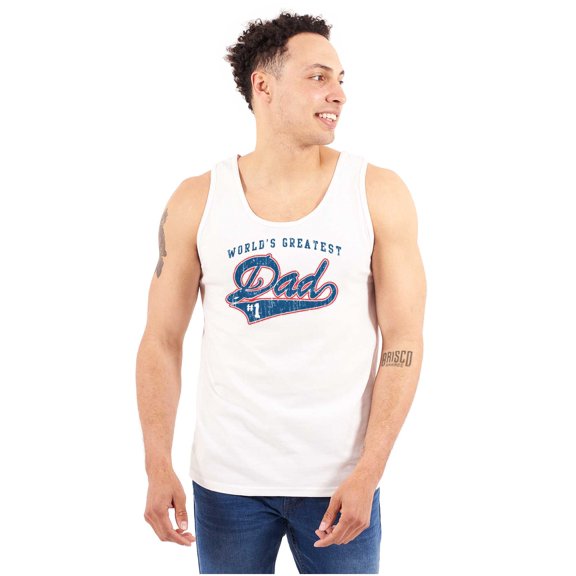 World's Greatest Dad Number 1 Father Mens Big & Tall Graphic Tank Top Brisco Brands 3X