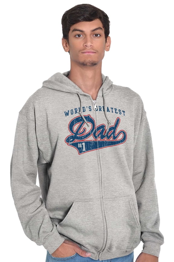 World's Greatest Dad Number 1 Father Zip Hoodie Sweatshirt Men Brisco Brands L