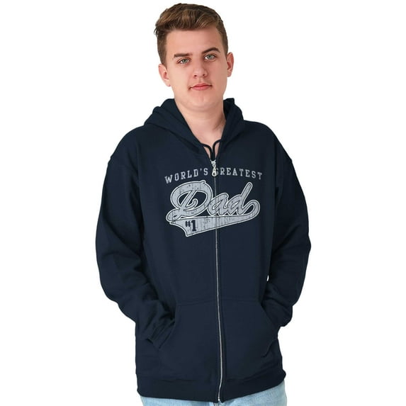 World's Greatest Dad Number 1 Father Zip Hoodie Sweatshirt Men Brisco Brands S