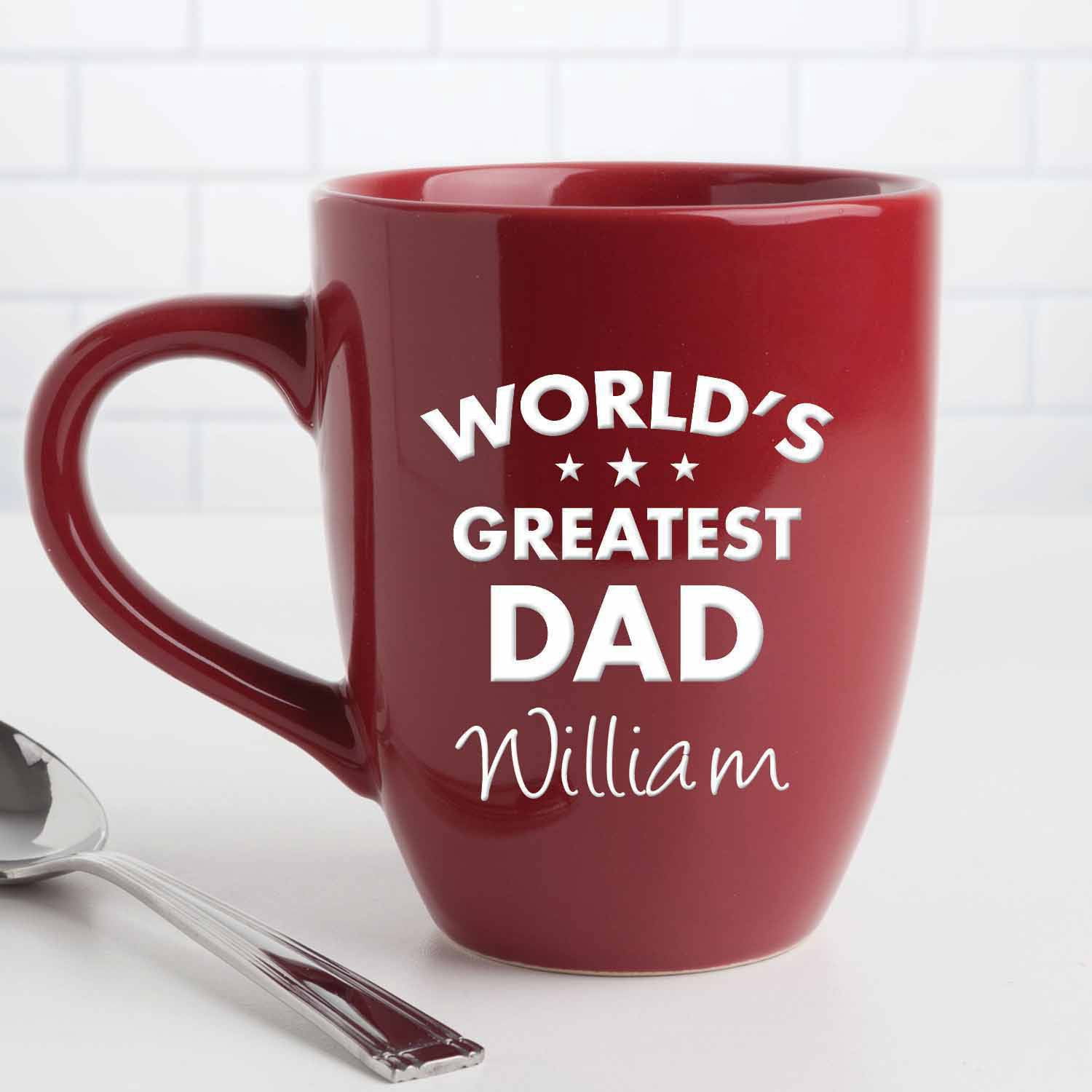 World's Greatest Dad - Personalized Red Bistro Coffee Mug