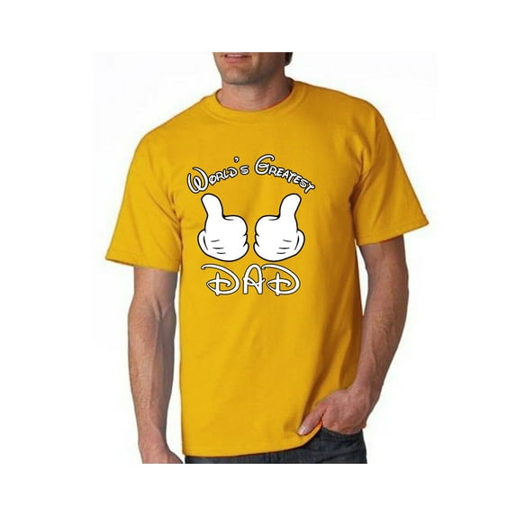 World's Greatest Dad Printed Man T-shirt Short Sleeve Gold Tee Large