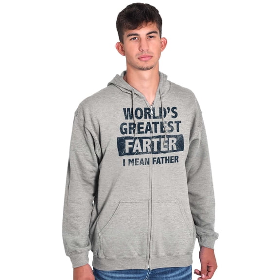 World's Greatest Farter Funny Fathers Zip Hoodie Sweatshirt Men Brisco Brands L