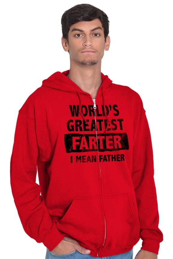 World's Greatest Farter Funny Fathers Zip Hoodie Sweatshirt Men Brisco Brands L