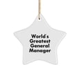 thumbnail image 1 of World's Greatest General Manager Star Ornament, Funny Christmas Unique Gift for General Manager from Friends or Family, Star Shaped MDF Decorations, 1 of 1