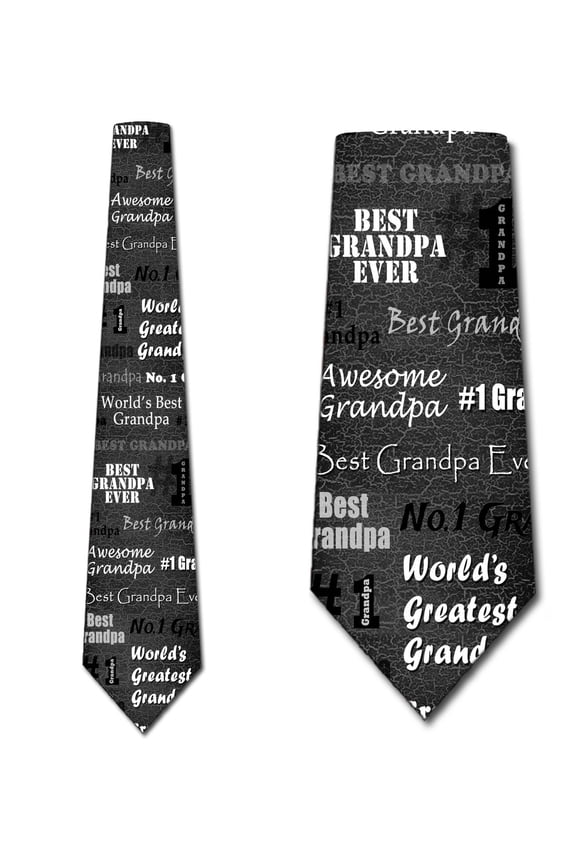 World's Greatest Grandpa - Charcoal Gray Necktie Mens Tie by Three Rooker