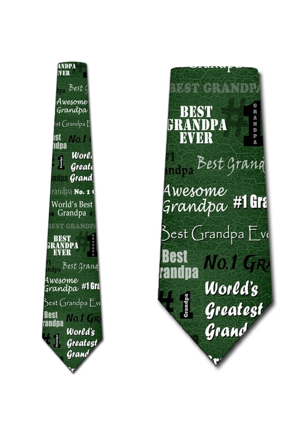 World's Greatest Grandpa - Green Necktie Mens Tie by Three Rooker