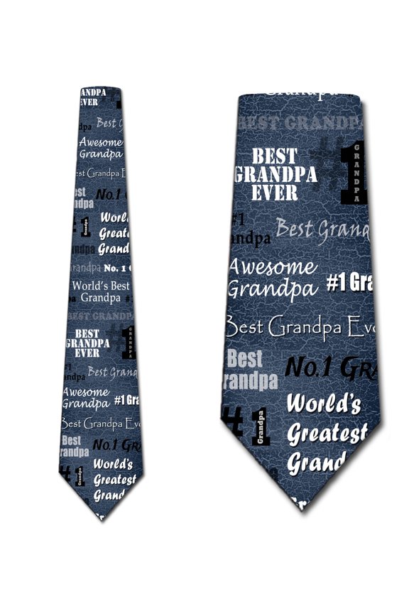 World's Greatest Grandpa - Steel Blue Necktie Mens Tie by Three Rooker