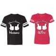 thumbnail image 1 of World's Greatest Husband Wife Matching Couple Cotton Jerseys (Men Black / Women Red) (Men M / Women XXL), 1 of 3