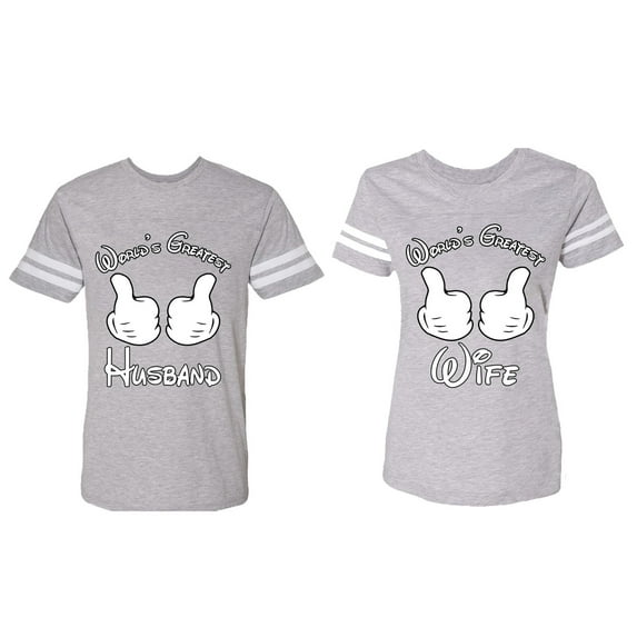 World's Greatest Husband Wife Matching Couple Cotton Jerseys (Men Heather / Women Heather) (Men S / Women XXL)