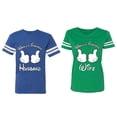 thumbnail image 1 of World's Greatest Husband Wife Matching Couple Cotton Jerseys (Men Royal / Women Green) (Men M / Women M), 1 of 3