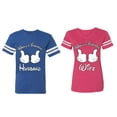 thumbnail image 1 of World's Greatest Husband Wife Matching Couple Cotton Jerseys (Men Royal / Women Pink) (Men S / Women XXL), 1 of 3