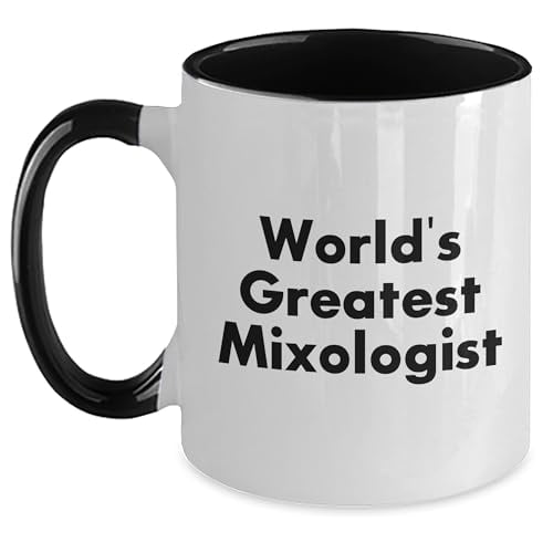 World's Greatest Mixologist Gift for Mixologist Coffee Lovers - Two Tone Coffee Mug, Funny Quote, Gray and White, 11oz, Ceramic, Graduation Unique Gift from Friends, 5th Anniversary Unique Gift