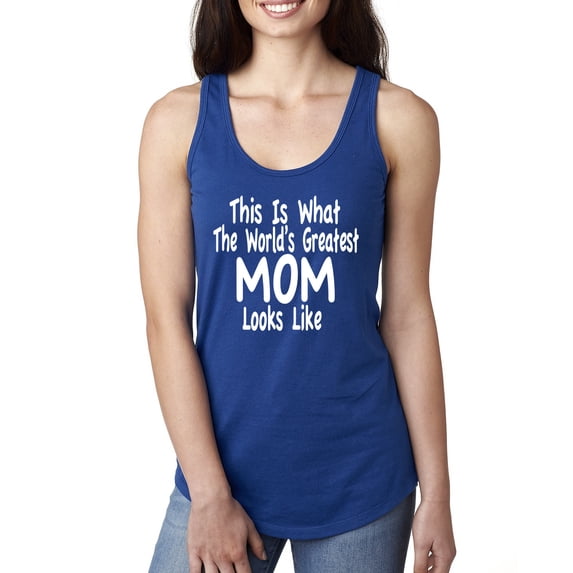 World's Greatest Mom Looks Like Mother's Day Ladies Racerback Tank Top, Royal, Medium