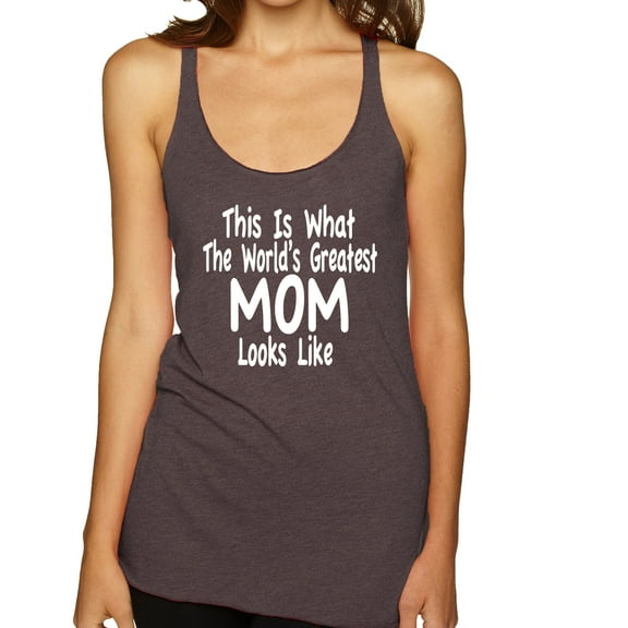 World's Greatest Mom Looks Like Mother's Day Tri-Blend Racerback Tank Top, Brown, X-Large