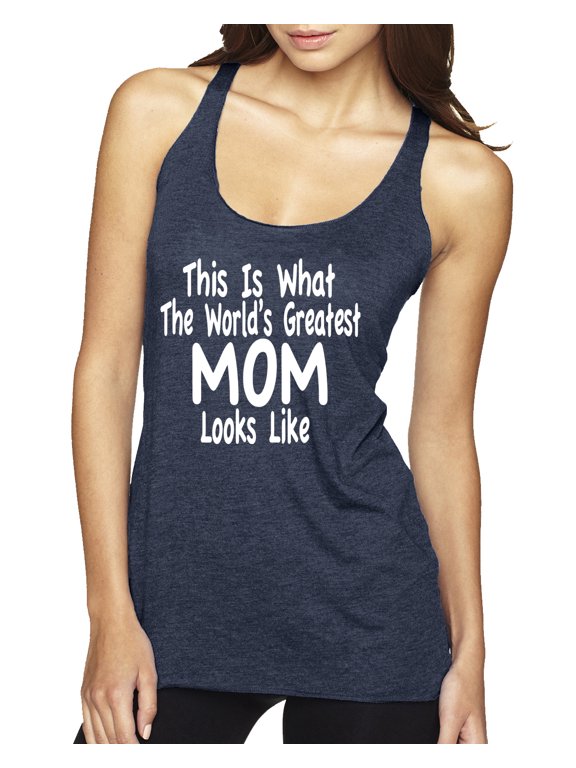 World's Greatest Mom Looks Like Mother's Day Tri-Blend Racerback Tank Top, Vintage Navy, Medium
