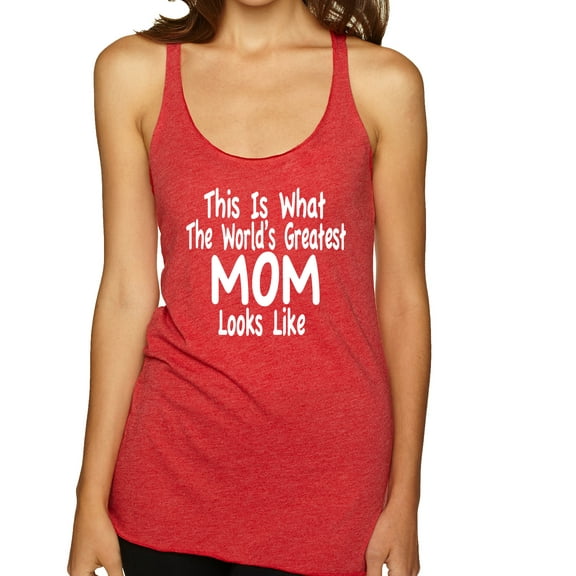 World's Greatest Mom Looks Like Mother's Day Tri-Blend Racerback Tank Top, Vintage Red, Medium