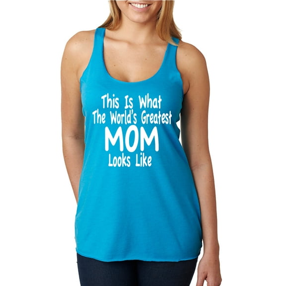 World's Greatest Mom Looks Like Mother's Day Tri-Blend Racerback Tank Top, Vintage Turquoise, X-Large
