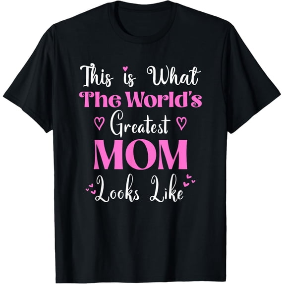 World's Greatest Mom T-Shirt - Funny Mother's Day Gift for Women - Cute Graphic Tee Retro Style Black Cotton Top