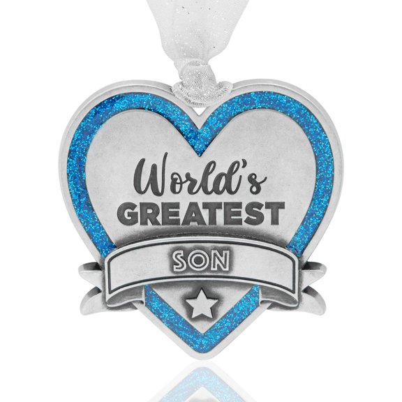 World's Greatest SON Heart Pewter Silver Metal Ornament
