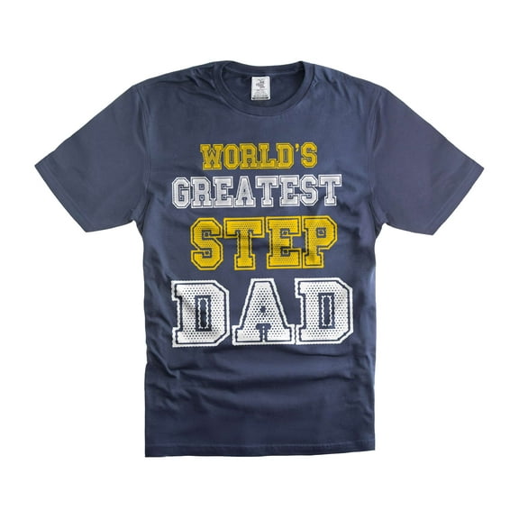 World's Greatest Step Dad Shirt Bonus Dad T Shirt Father's Day Gift Tee Stepfather Shirt (Small Navy Blue)