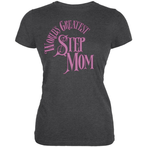 World's Greatest Step Mom Juniors Soft T Shirt Deep Heather LG