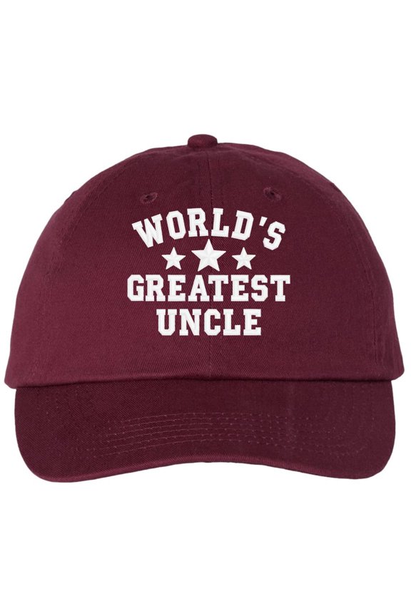 World's Greatest Uncle Low Profile Hat - Soft Cotton Embroidered Baseball Uncle Cap (Maroon, OneSize)