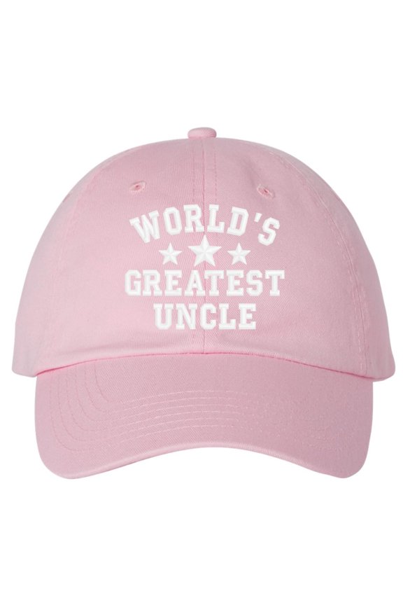 World's Greatest Uncle Low Profile Hat - Soft Cotton Embroidered Baseball Uncle Cap (Pink, OneSize)