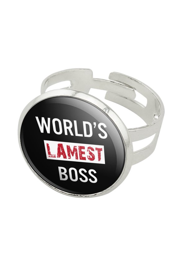 World's Lamest Boss Silver Plated Adjustable Novelty Ring