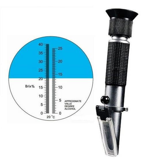 World's Most Accurate 0-40% Brix & 0-25% Alcohol DUAL SCALE Refractometer for Winemakers/Beermakers