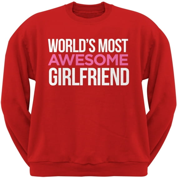 World's Most Awesome Girlfriend Red Adult Crew Neck Sweatshirt - Large
