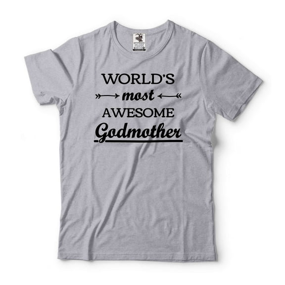 World's Most Awesome Godmother Shirt God Mother Gift Godmother Shirt Godmother Christmas Gifts (Small Grey)