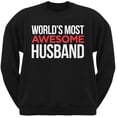 thumbnail image 1 of World's Most Awesome Husband Black Adult Crew Neck Sweatshirt - Large, 1 of 1