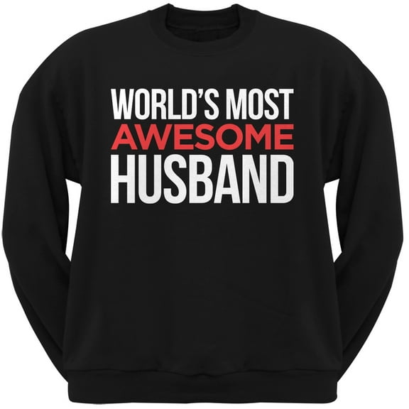 World's Most Awesome Husband Black Adult Crew Neck Sweatshirt - Small