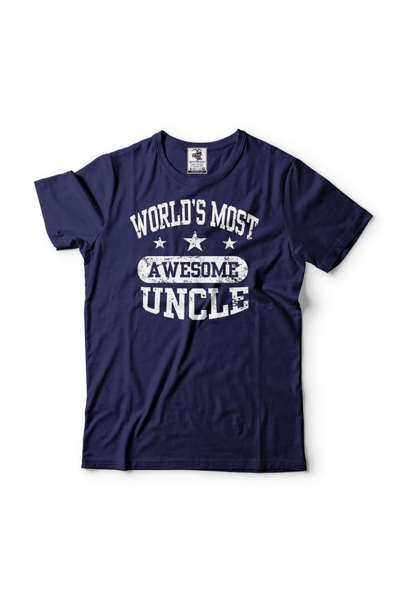 World's Most Awesome Uncle Shirt Uncle Birthday Tee Father's Day Uncle Shirt Funny Uncle Tee (4X-Large Navy Blue)