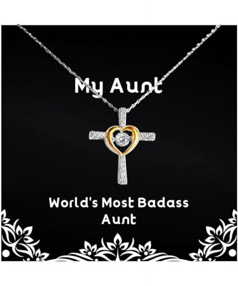 World's Most Badass Aunt Cross Dancing Necklace, Aunt Jewelry, Joke Gifts For Aunt from Niece, Birthday present, Birthday gift ideas, Aunt birthday
