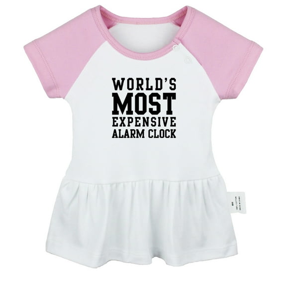 World's Most Expensive Alarm Clock Funny Dresses For Baby, Newborn Babies Skirts, Infant Princess Dress, 0-24M Kids Graphic Clothes (Pink Raglan Dresses, 6-12 Months)