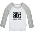 thumbnail image 1 of World's Most Expensive Alarm Clock Funny T shirt For Baby, Newborn Babies T-shirts, Infant Tops, 0-24M Kids Graphic Tees Clothing (Long Gray Raglan T-shirt, 12-18 Months), 1 of 4