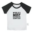 thumbnail image 1 of World's Most Expensive Alarm Clock Funny T shirt For Baby, Newborn Babies T-shirts, Infant Tops, 0-24M Kids Graphic Tees Clothing (Short Black Raglan T-shirt, 0-6 Months), 1 of 4