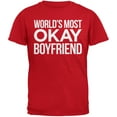 thumbnail image 1 of World's Most Okay Boyfriend Red Adult T-Shirt - Large, 1 of 1