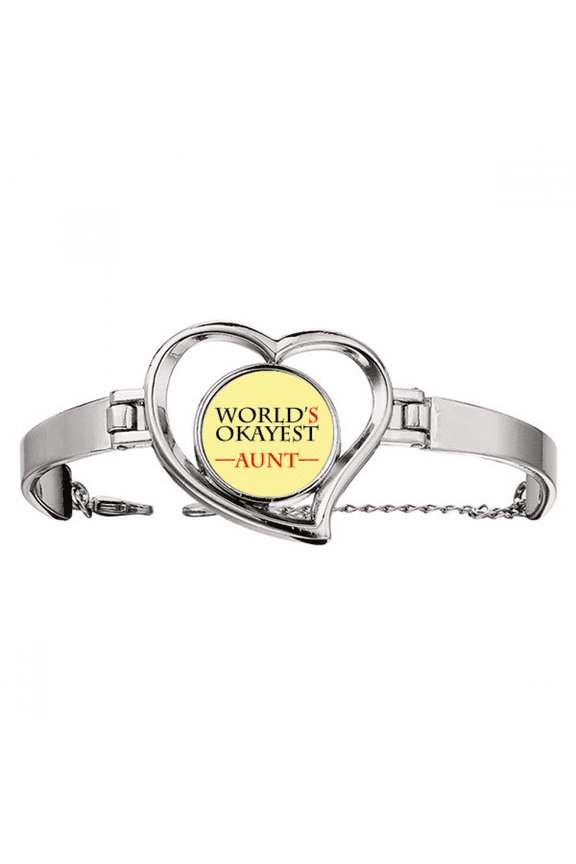 World's Okayest Aunt Best Quote Bracelet Heart Jewelry Wire Bangle