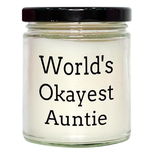 World's Okayest Auntie 9oz Vanilla Soy Candle Gift for Graduation, Funny Quote, Auntie Gifts from Family