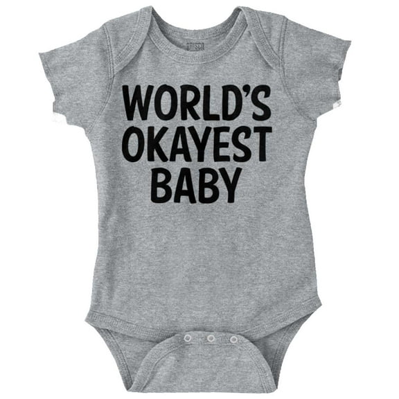 World's Okayest Baby Hilarious Romper Boys or Girls Infant Baby Brisco Brands 12M