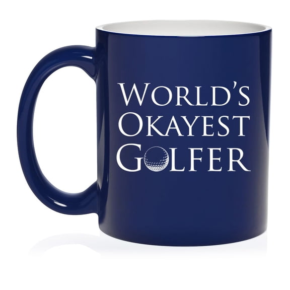 World's Okayest Golfer Golf, Funny Gift For Golfer Ceramic Coffee Mug Tea Cup Gift (11oz Blue)