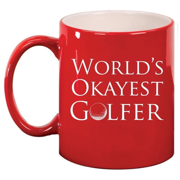 World's Okayest Golfer Golf, Funny Gift For Golfer Ceramic Coffee Mug Tea Cup Gift (11oz Red)