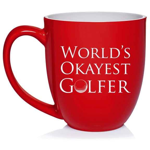 World's Okayest Golfer Golf, Funny Gift For Golfer Ceramic Coffee Mug Tea Cup Gift (16oz Red)