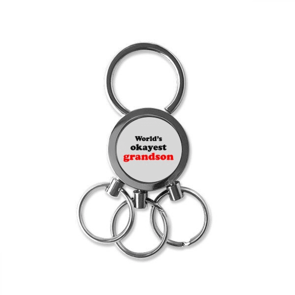 World's Okayest Grandson Best Quote Stainless Steel Metal Key Holder Chain Ring Keychain