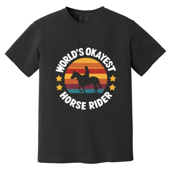 World's Okayest Horse Rider Funny Equestrian Lover Comfort Color T-Shirt, Unisex, up to size 4XL
