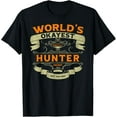 thumbnail image 1 of World's Okayest Hunter Funny Vintage Label Sarcastic T-ShirtMen's and women's gift, black and white T-shirt, size: Extra large S-4XL, 1 of 4
