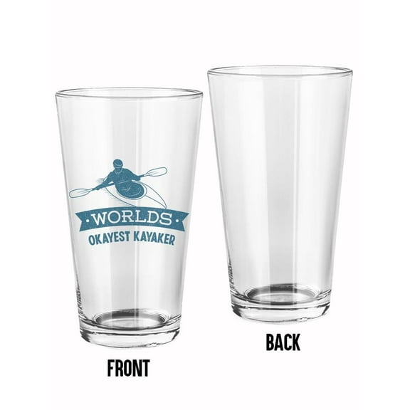 World's Okayest Kayaker Pint Glass -Smartprints Designs, 16 oz Transparent Glass